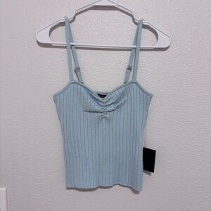 Lulu’s light blue Ribbed Spaghetti Strap sweater Tank Top